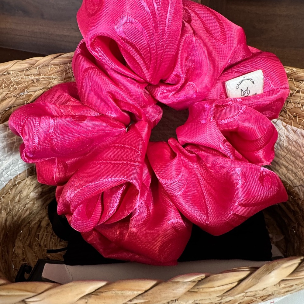 Pink Satin Hair Scrunchie